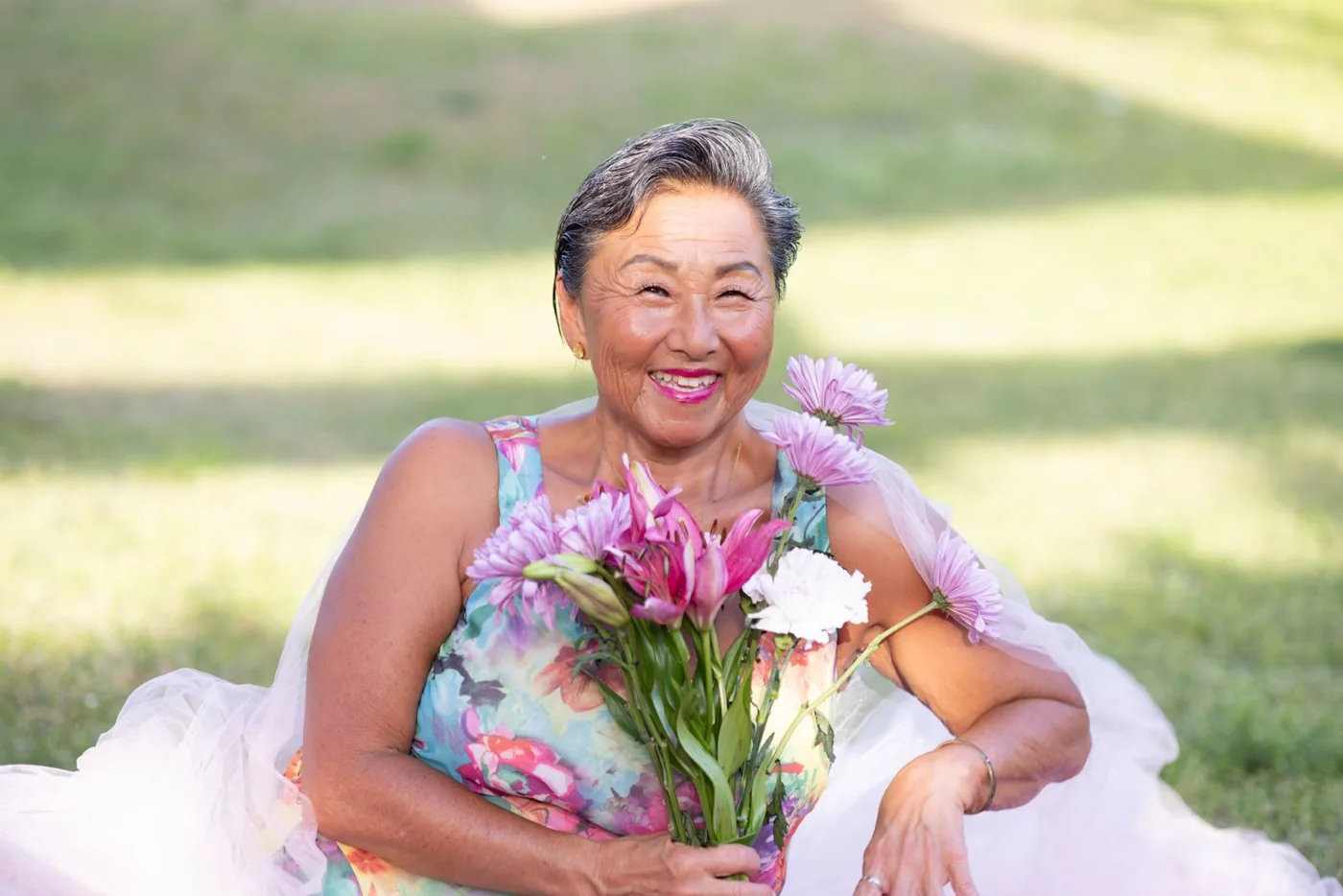 A joyful everyday moment with flowers