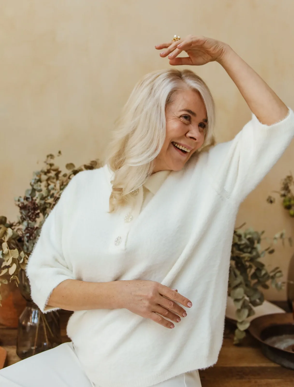 An older person sharing a warm, happy moment
